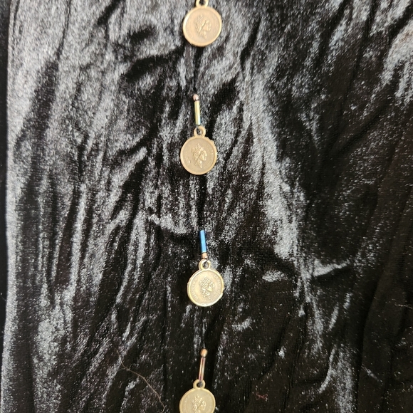 Vintage 90s Black Velvet Sequins Beaded Broomstick Skirt 1990s Whimsigoth Large - Picture 7 of 13